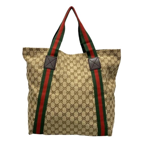 Auth GUCCI GG Pattern, Shelly (Web) 189669 Beige Brown Green Jacquard Leather - Picture 3 of 16